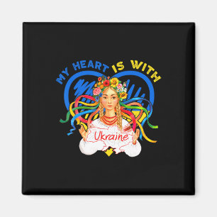 My Heart Is With Ukraine Pray For Ukraine Woman Tr Magnet