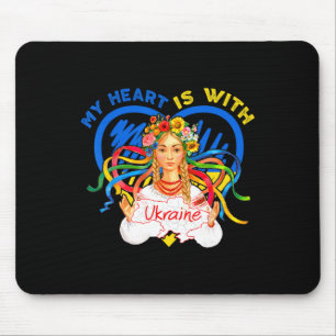 My Heart Is With Ukraine Pray For Ukraine Woman Tr Mouse Pad