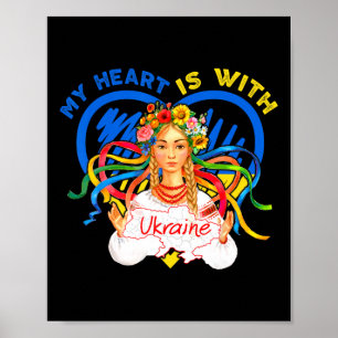 My Heart Is With Ukraine Pray For Ukraine Woman Tr Poster