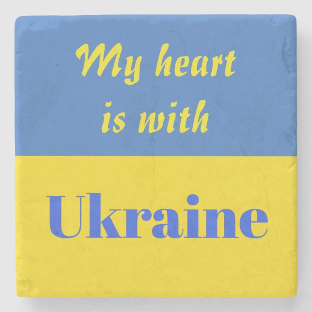 My Heart is With Ukraine Stone Coaster (Front)