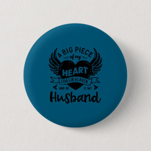 My heart lives heaven he my husband guardian angel 6 cm round badge
