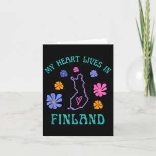 My Heart Lives In Finland Retro Groovy Travel And Card