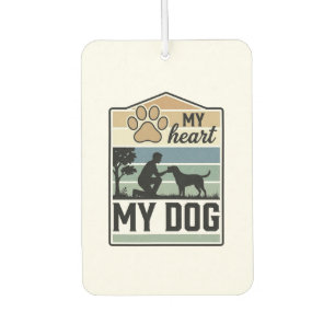 My Heart My Dog Vintage Engraving Dog Lover Design Car Air Freshener