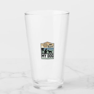 My Heart My Dog Vintage Engraving Dog Lover Design Glass
