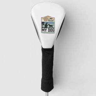 My Heart My Dog Vintage Engraving Dog Lover Design Golf Head Cover