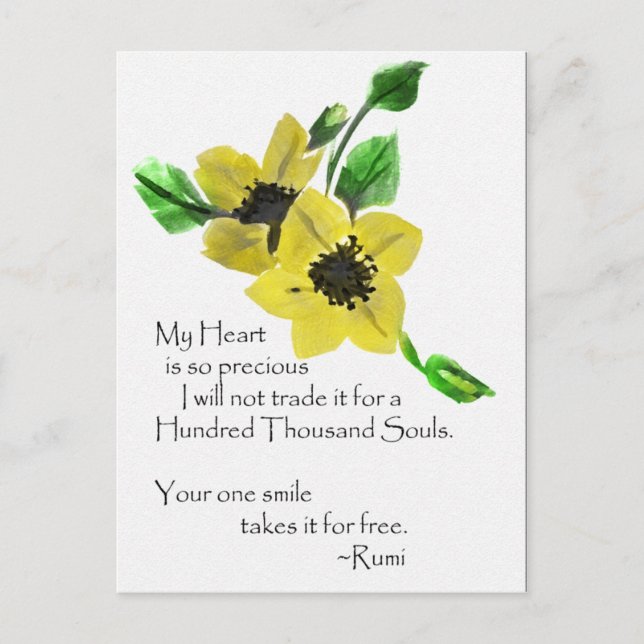 My Heart Rumi Watercolor Postcard (Front)
