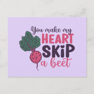 My Heart Skip A Beet Cute Funny Valentine's Day Postcard