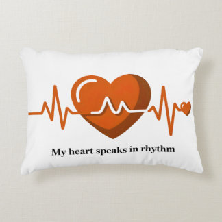 My Heart Speaks in Rhythm EKG Heartbeat Accent Pil Decorative Cushion