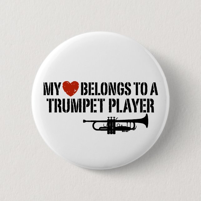 My Heart Trumpet Player 6 Cm Round Badge (Front)