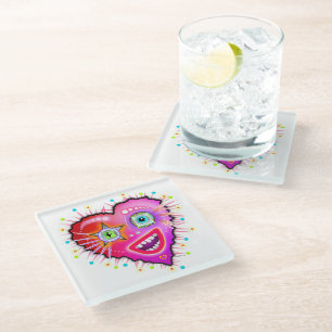 MY HEART WILL GLOW ON GLASS COASTER