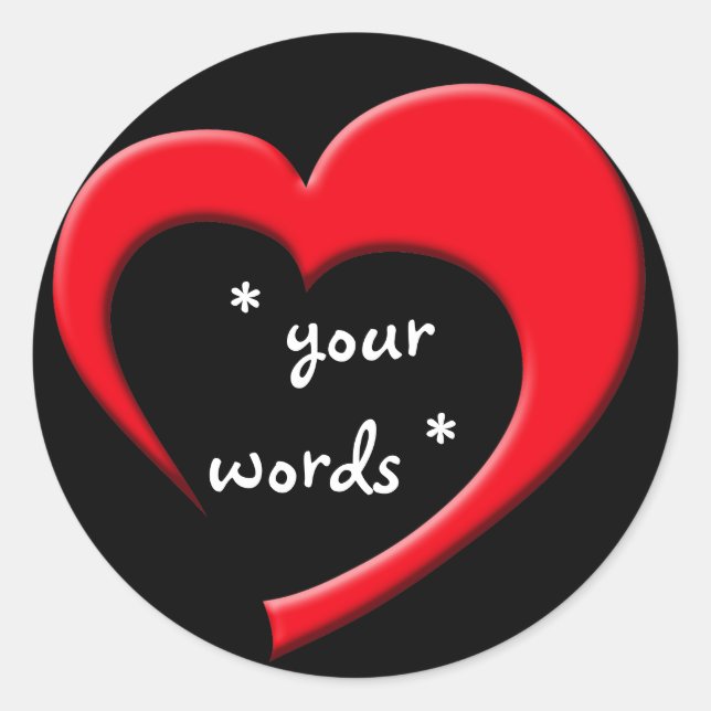 My Heart, Your Words Sticker (red on black) (Front)