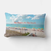 "My Heart's At The Beach" Beach Scene On Pillow