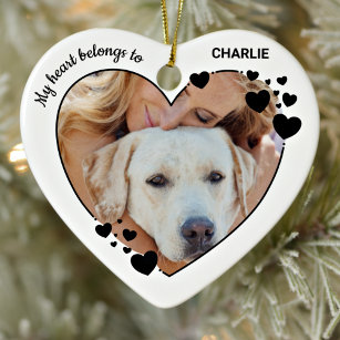 My Hearts Belongs To Personalised Pet Dog Photo Ceramic Ornament