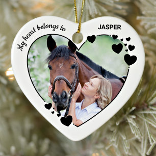 My Hearts Belongs To Personalised Pet Horse Photo Ceramic Ornament