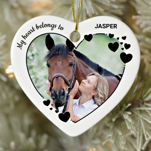 My Hearts Belongs To Personalised Pet Horse Photo Ceramic Ornament (Creator Uploaded)