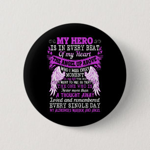 My Hero Is Heart Angel Thought Heimerheimer's Warr 6 Cm Round Badge