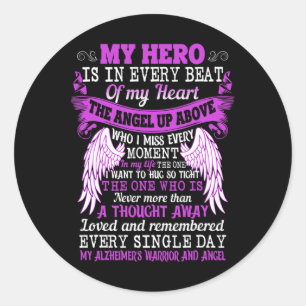 My Hero Is Heart Angel Thought Heimerheimer's Warr Classic Round Sticker