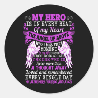 My Hero Is Heart Angel Thought Heimerheimer's Warr Classic Round Sticker