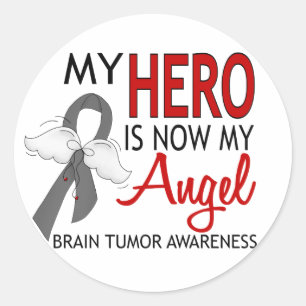My Hero Is My Angel Brain Tumour Classic Round Sticker