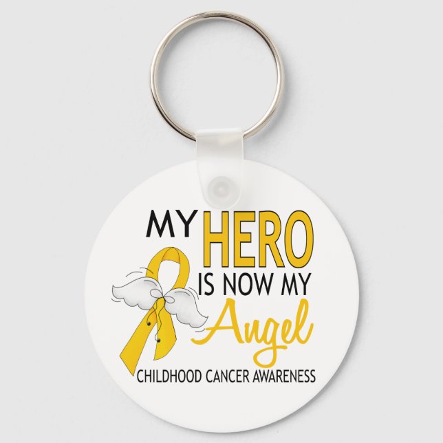 My Hero Is My Angel Childhood Cancer Key Ring (Front)