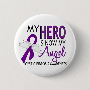 My Hero Is My Angel Cystic Fibrosis 6 Cm Round Badge