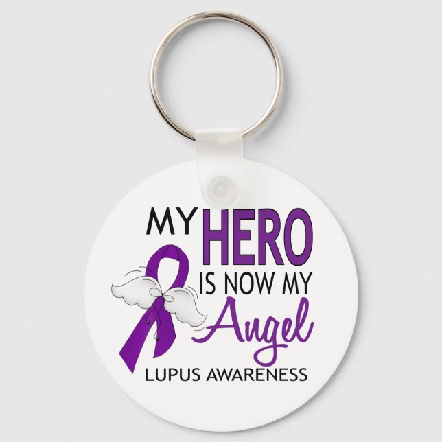 My Hero Is My Angel Lupus Key Ring (Front)