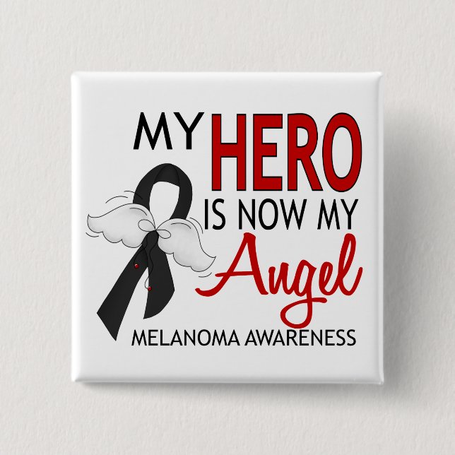 My Hero Is My Angel Melanoma 15 Cm Square Badge (Front)