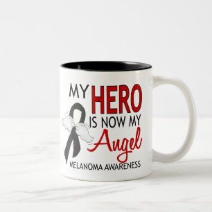 My Hero Is My Angel Melanoma Two-Tone Coffee Mug