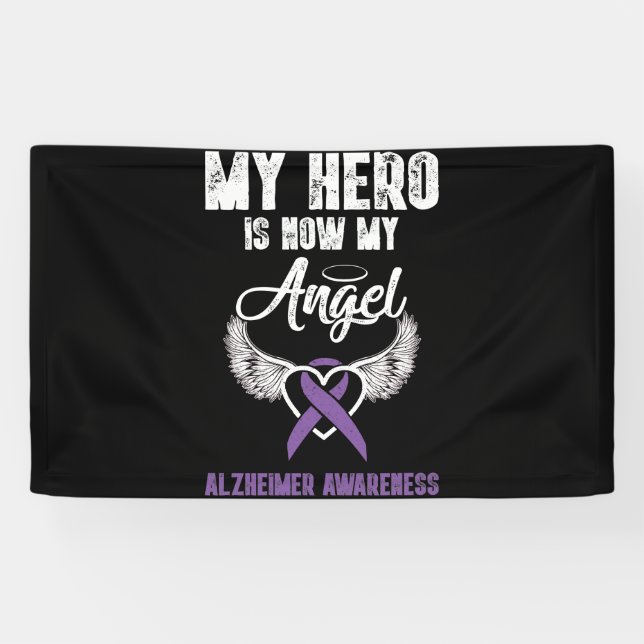 My Hero Is Now My Angel Alzheimer Awareness Banner (Horizontal)