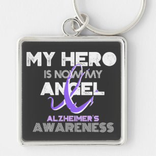 My Hero Is Now My Angel - Alzheimer's Awareness Key Ring