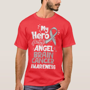 My Hero Is Now My Angel Brain Cancer Awareness Gre T-Shirt