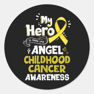 My Hero Is Now My Angel Childhood Cancer Awareness Classic Round Sticker