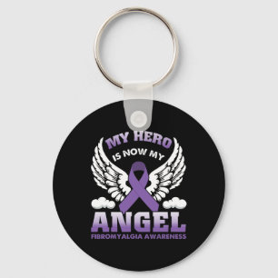 My Hero Is Now My Angel Fibromyalgia Awareness Day Key Ring