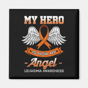My Hero Is Now My Angel Leukaemia Orange Ribbon Bo Magnet