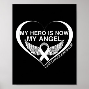 My Hero Is Now My Angel Lung Cancer Awareness Mont Poster