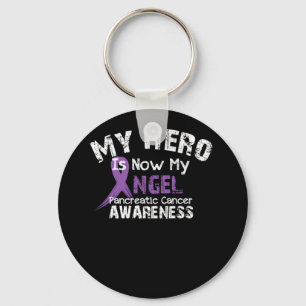 My Hero Is Now My Angel Pancreatic Cancer Key Ring
