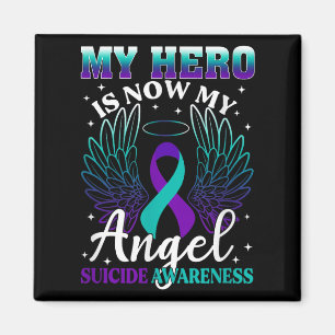 My Hero Is Now My Angel Suicide Purple Turquoise S Magnet