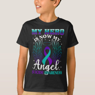 My Hero Is Now My Angel Suicide Purple Turquoise S T-Shirt
