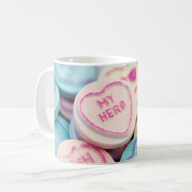 "My Hero" Love heart sweets Mug (Front Left)
