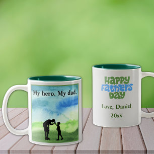 My Hero. My Dad. Father's Day Two-Tone Coffee Mug