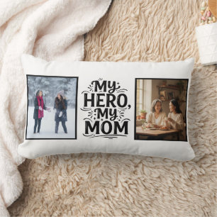 My Hero My Mum Bold 2 Photo Personalised Lumbar Cushion