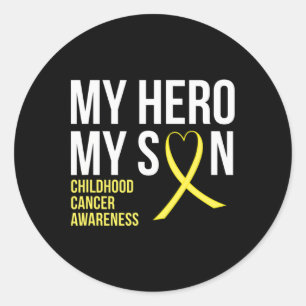 My Hero My Son Childhood Cancer Awareness Tee Classic Round Sticker