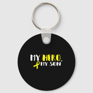 My Hero My Son - Gold Ribbon Childhood Cancer Awar Key Ring