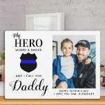 My Hero Wears A Badge Daddy Fathers Day Photo Plaque<br><div class="desc">"My Hero wears a badge and I call him Daddy."! Surprise your favourite police officer and dad with this super sweet personalised police dad photo plaque this fathers day. Personalise with your favourite photo, message and name. This police fathers day plaque will be a favourite of all police officers, police...</div>