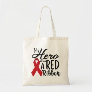 My Hero Wears a Red Ribbon Tote Bag
