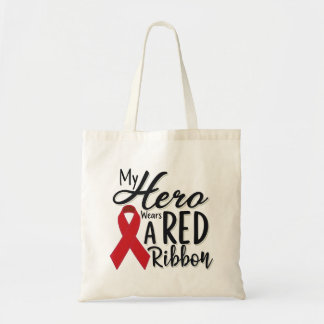 My Hero Wears a Red Ribbon Tote Bag