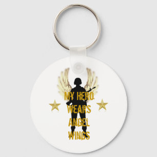 My Hero Wears Angel Wings Key Ring