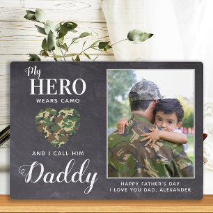 My Hero Wears Camo Military Dad Personalised Photo Plaque