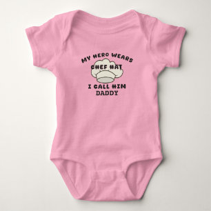 My Hero Wears Chef Hat I Call Him Daddy Grilling Baby Bodysuit
