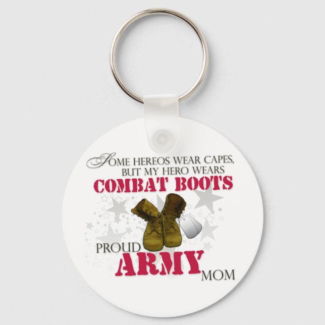 My Hero wears Combat Boots - Army Mum Key Ring (Front)